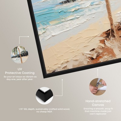 Beach Paradise Coastal Canvas Art with Black Frame, 17" x 17"