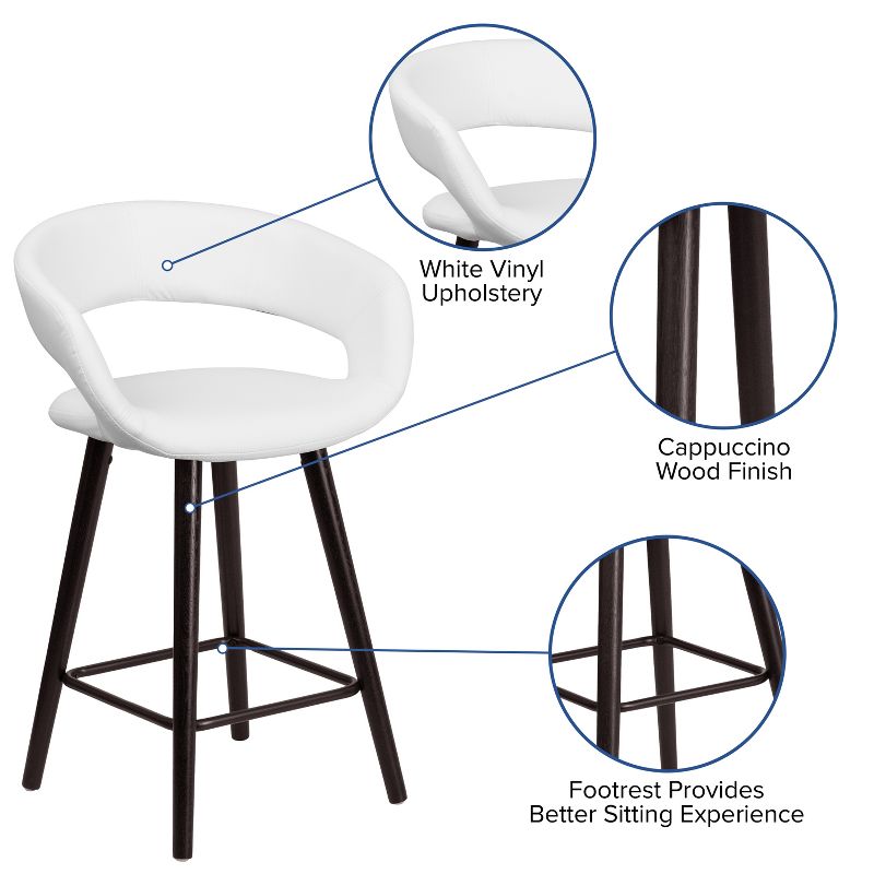 Emma and Oliver 24"H Cappuccino Wood Rounded Open Back Counter Height Stool, 3 of 11