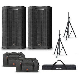 Harbinger VARI V4412 12" Powered Speakers Package With Bags & Stands - 1 of 4