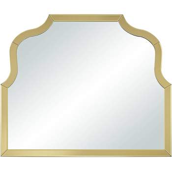 Noble Park Arch Top Rectangular Vanity Decorative Wall Mirror Modern Glam Reflective Gold Mirrored Frame 31 1/2" Wide for Bathroom Bedroom Living Room