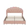 Full Size Upholstered Platform Bed with 2 Storage Drawers and Chic Double Petal Headboard - 4 of 4