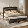 Bestier Queen Bed Frame with Horizontal Golden Stripe Storage Headboard - image 2 of 4