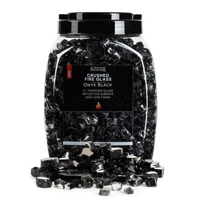 Onyx Black Reflective Tempered Glass Fire Pit Rocks, 10LB