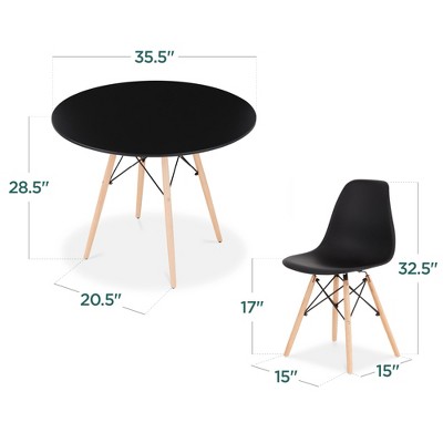 Compact Black and Oak 5-Piece Mid-Century Modern Dining Set