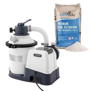 Intex 26641EG Krystal Clear Sand Filter Pump for Above Ground Pools Bundled with OptiFlow Premium Pure Silica Filter Sand, 50 lb Bag - 1 of 4