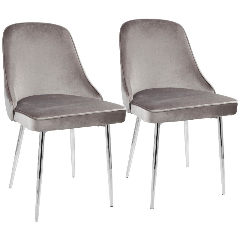 Set of 2 Dining Chair Silver Chrome - LumiSource, 1 of 12