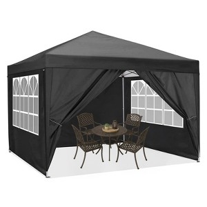 SUGIFT 10 x 10ft Canopy Tent with 4 Removable Sidewalls, Outdoor Party Wedding Gazebo Heavy Duty Tent for Backyard Patio BBQ, Black - 1 of 4