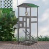 Outdoor Wooden Bird Cage Aviary with Roof Pull Out Tray and 2 Doors Large Parrot Habitat for Backyard Patio - LAOTIES - 2 of 4