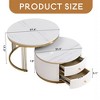 Modern 2 Pieces White Round Nesting Coffee Table with Drawers in 27.6'' - Leovsnove - 3 of 4