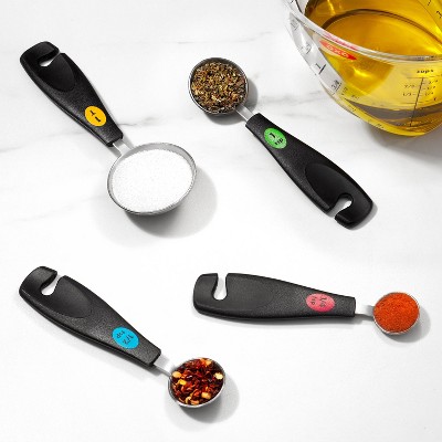 OXO 4-Piece Stainless Steel Measuring Spoons with Black Handles