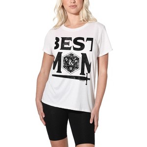 Women's Dungeons Dragons Mother's Day Best Mom D20 Light Loose T-Shirt White Medium - 1 of 4
