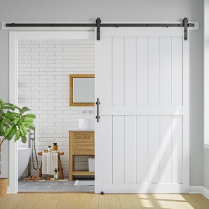 SMARTSTANDARD 84 in. Height White MDF Solid Core Interior Sliding Barn Door with Hardware Kit - 1 of 4
