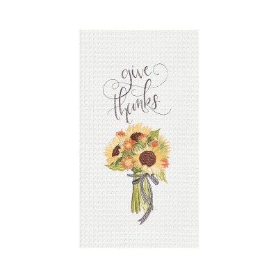 C&F Home Give Thanks Embroidered Waffle Weave Kitchen Towel