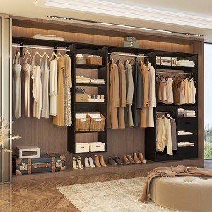 Aheaplus 132" Modular Closet System with Adjustable Shelves and Drawers, Wall-mounted Space-Saving Closet Organizer with Hanging Rods - 1 of 4