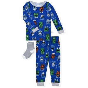 Sleep On It Infant & Toddler Boys 2-Piece Super Soft Jersey Snug-Fit Pajama Set with Matching Socks - 1 of 4