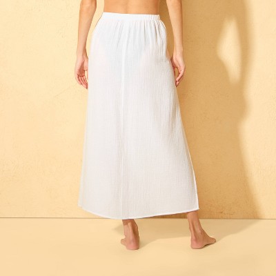Shade & Shore Women's Gauze Cover Up Skirt - Shade & Shore™ White XL — фото 2