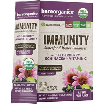 BareOrganics Vegan Superfood Water Enhance Immunity Blend Powder Packets - 12ct