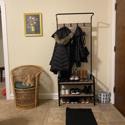 Honey-Can-Do Entryway Bench with Coat Hooks and Shoe Storage