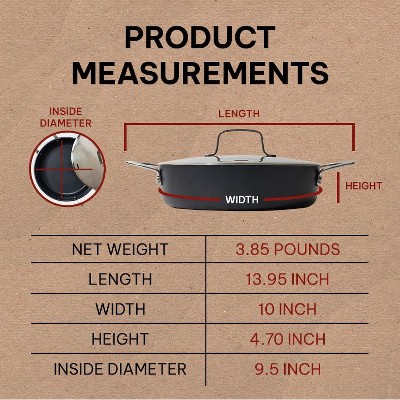 Alva Maestro 9.5" Gray Ceramic Nonstick Sauté Pan with Stainless Steel Lid