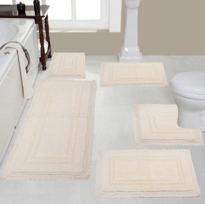 Off White 20 in. x 48 in. Polyester Microfiber Bath Mat Runner Rug