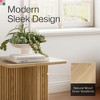 Stead Square Fluted Accent Side Table, Pedestal Drink Table, Modern Home, Bedroom, and Living Room Furniture (Natural Oak) - 3 of 4