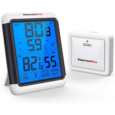 ThermoPro TP65 Indoor Outdoor Thermometer Digital Wireless Hygrometer Temperature Humidity Monitor with Jumbo Touchscreen and Backlight Humidity Gauge