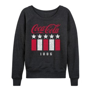 Women's - Coca-Cola - 1886 Stars Stripes Lightweight French Terry Wide Neck Long Sleeve Shirt - 1 of 4