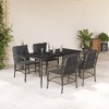 vidaXL 5 Piece Gray Patio Dining Set with Cushions - PE Rattan, Powder-Coated Steel, Tempered Glass - Garden, Backyard, and Deck Outdoor Furniture - 2 of 4