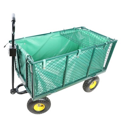 Grungis 40"H Double Fence Wagon Storage Cart,Shopping Cart with Metal Material,Utility Cart with Long Extender for Camping,Shopping,Green