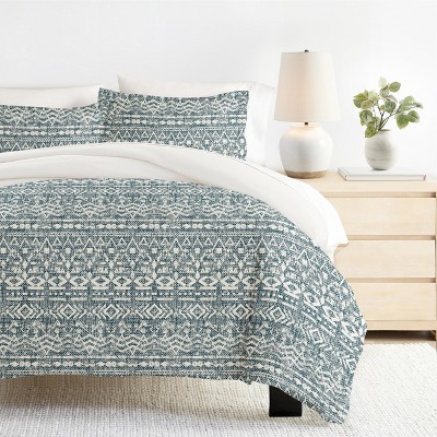 8PC Bedding Bundle, Patterned Duvet Cover, White Comforter and Solid Sheet Set - Becky Cameron