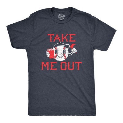 Mens Take Me Out T Shirt Funny Sarcastic Baseball Game Popcorn Graphic Tee For Guys - Crazy Dog Men's T Shirt