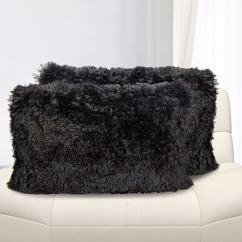 Cheer Collection Super Soft Shaggy Long Hair Throw Pillows Set of 2, 5 of 11