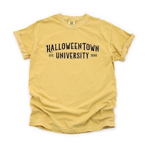 Simply Sage Market Women's Halloween Town University Short Sleeve Garment Dyed Tee - 1 of 4
