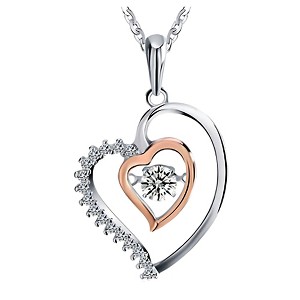 Heart Swinging Stone Necklace for Women Rose Sterling Silver Cz Ginger Lyne Collection - 1 of 4