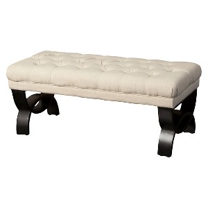 Scarlette Tufted Fabric Ottoman Bench - Light Beige - Christopher Knight Home, Beige Tint