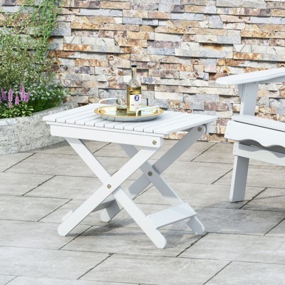 VisioGear Folding Wooden End Table, Outdoor Side Table, Decorative Garden Stool for Indoor Outdoor, White, 22.75"*15"*18.25"