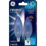 GE 2pk 40W Reveal HD+ Decorative Light Bulbs Candelabra Base