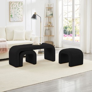 CAVINAS Set of 3 U-Shaped Teddy Sofa Ottoman Bench with Extra Seating,Upholstered Sofa Footrest for Bedroom,Living Room - 1 of 4