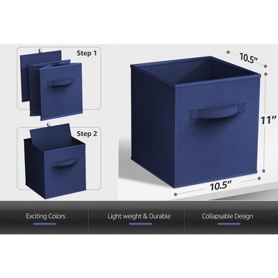 Navy Blue 11" Foldable Fabric Storage Cubes - 6 Pack