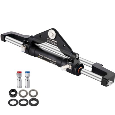 VEVOR Hydraulic Steering Cylinder 300HP,  Steering Front Mount Hydraulic Outboard Marine Steering Kit Without Hydraulic Hose and Helm,Silver&Black
