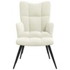 vidaXL Relaxing Chair with a Stool Cream White Velvet - 3 of 4