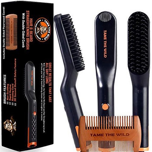 Tame The Wild Make Your Beard Behave Premium Beard Straightener Heated Brush 3 Temp Settings Black Target