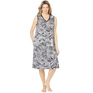 Dreams & Co. Plus Size Trapeze V-Neck Short Lounger - 1 of 4