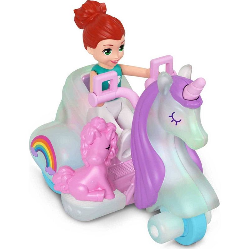 Polly Pocket Pollyville Micro Doll with Unicorn-Inspired Die-cast 3-Wheeler and Unicorn Mini Figure, 3 of 5