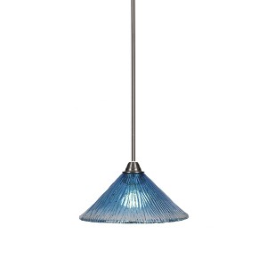 Toltec Lighting Paramount 1 - Light Pendant in  Brushed Nickel with 12" Teal Crystal Shade - 1 of 1