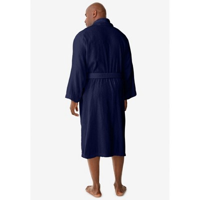 Maroon Cotton Terry Cloth Shawl Lapel Bathrobe with Tie Belt
