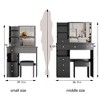 JUJABU 37" Middle Size Vanity Table with Left Drawer, Cushioned Stool, Extra-Large Sliding Mirror, Multi-Layer Storage - Black - 3 of 4