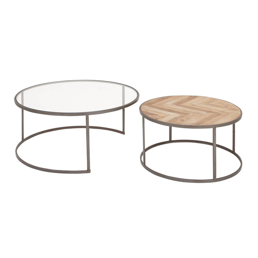 Photos - Coffee Table Set of 2 Contemporary Nesting Round  Gray - Olivia & May
