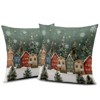 Christmas Pillow Cover 18x18 Set of 2 Winter Xmas Tree Wonderland Forest Village Town House Snowflake - 4 of 4