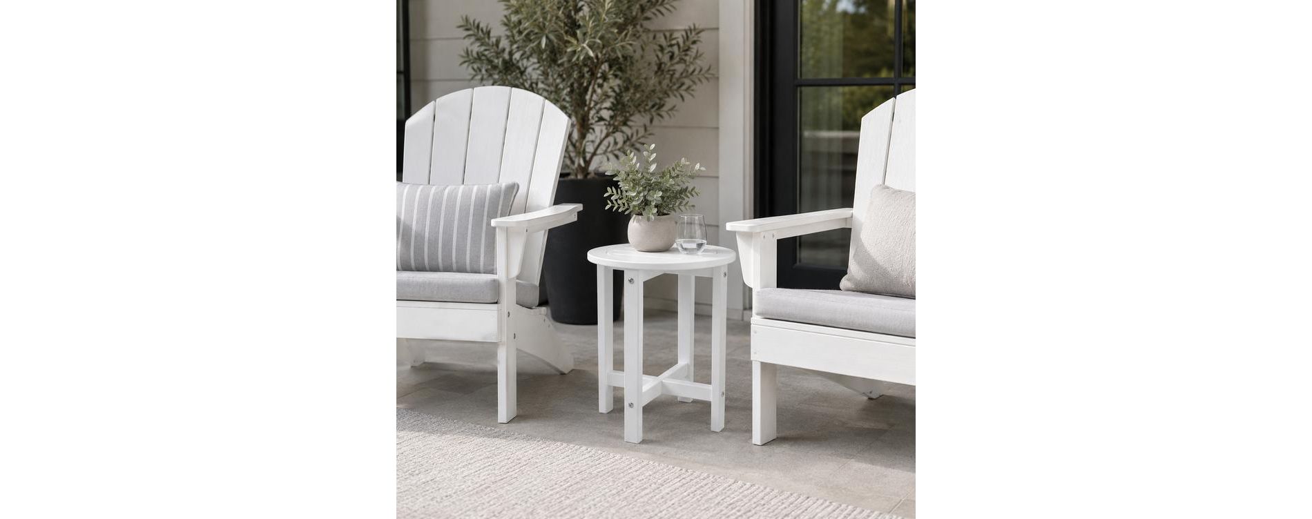 18 in. HDPE Round Outdoor Side Table, Weather-Resistant Patio End Table